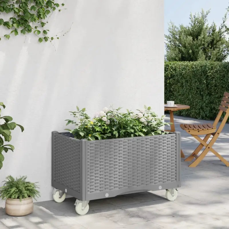 Plantenbak met wielen voor tuin en terras - Lichtgrijs / 80 x 50 x 54 cm / 1 - Bloempotten & plantenbakken