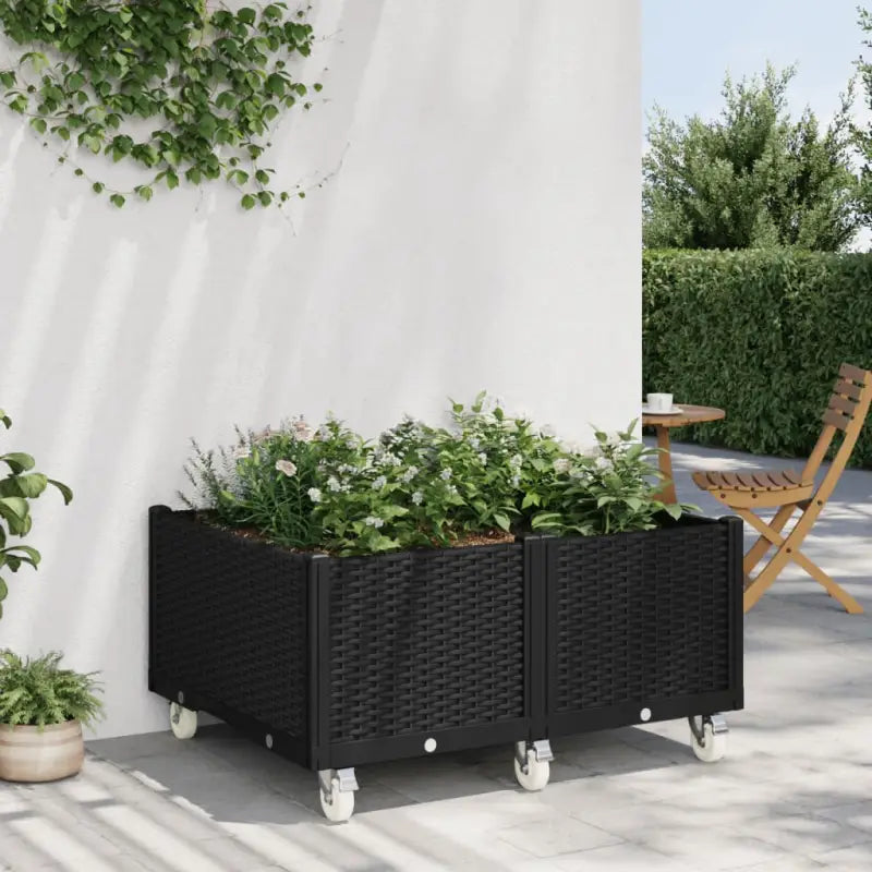 Plantenbak met wielen voor tuin en terras - Zwart / 100 x 80 x 54 cm / 1 - Bloempotten & plantenbakken