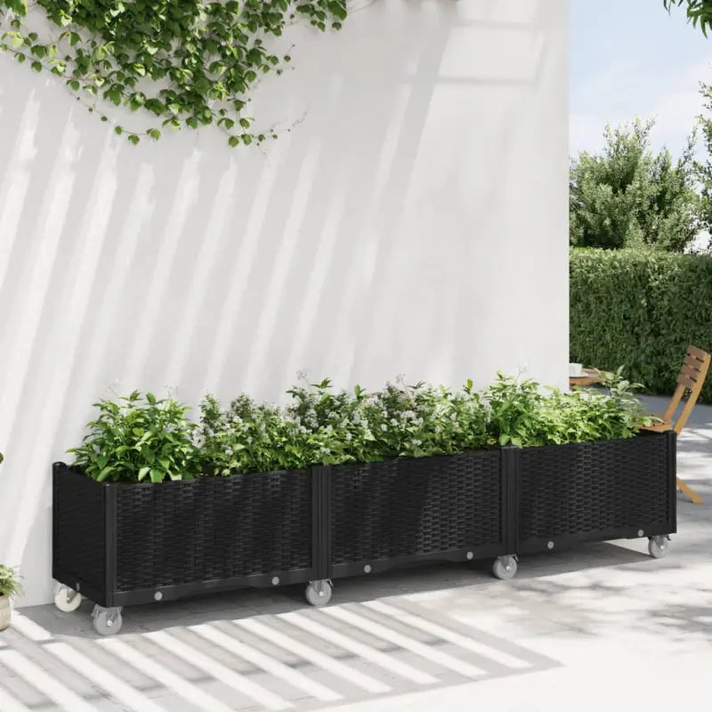 Plantenbak met wielen voor tuin en terras - Zwart / 240 x 50 x 54 cm / 1 - Bloempotten & plantenbakken