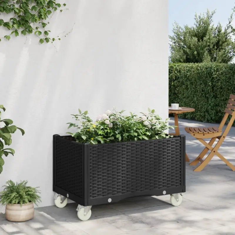 Plantenbak met wielen voor tuin en terras - Zwart / 80 x 50 x 54 cm / 1 - Bloempotten & plantenbakken