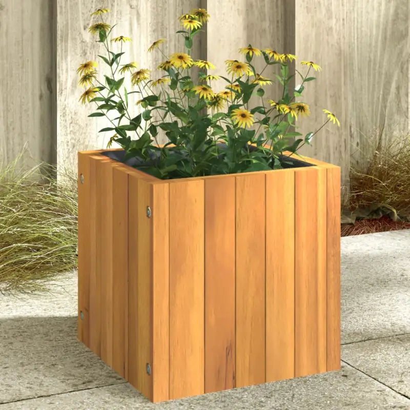 Plantenbak van massief acaciahout voor bloemen en planten - 25 x 25 x 25 cm / 1 - Bloempotten & plantenbakken