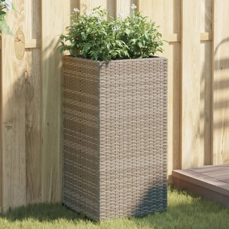 Plantenbakken van poly rattan met nonwoven zak voor buitengebruik - Grijs / 40 x 40 x 80 cm / 1 - Bloempotten &