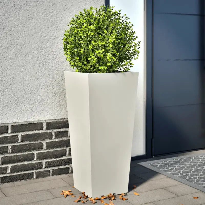 Plantenbakken voor je favoriete planten voor tuin en balkon - Staal/Wit / 35 x 35 x 75 cm / 2 - Bloempotten &
