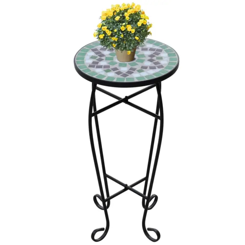 Plantenstandaard met mozaïeken tafelblad en elegante poten - Plantenstandaarden