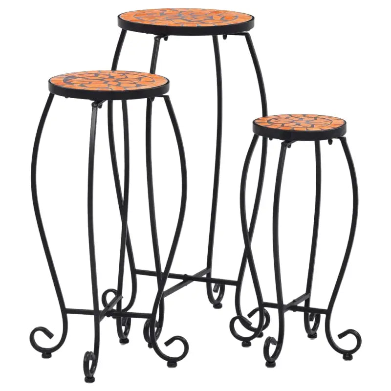 Plantenstandaard met mozaïeken tafelblad en elegante poten - Terracotta / 30 x 70 cm / 3 - Plantenstandaarden