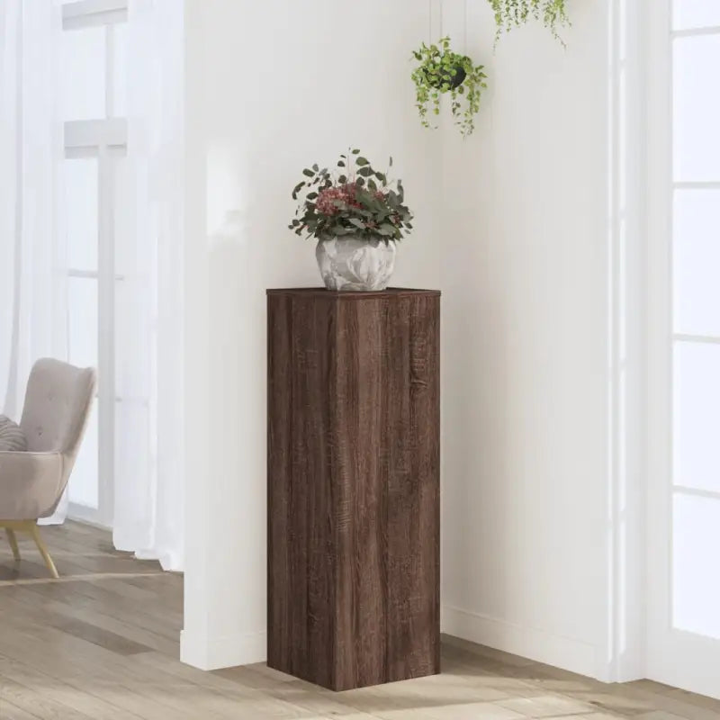 Plantenstandaard van bewerkt hout voor andere decoraties en eenvoudig schoon houden - bruin eikenkleur / 1