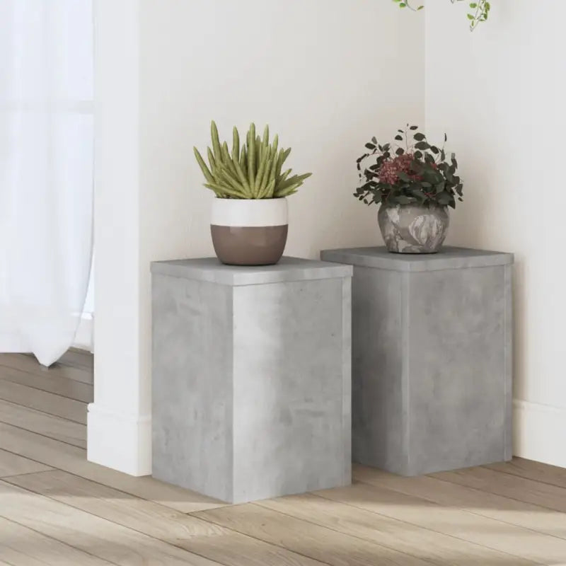 Plantenstandaarden van bewerkt hout voor planten en andere decoraties - Betongrijs / 20 x 20 x 30 cm / 2