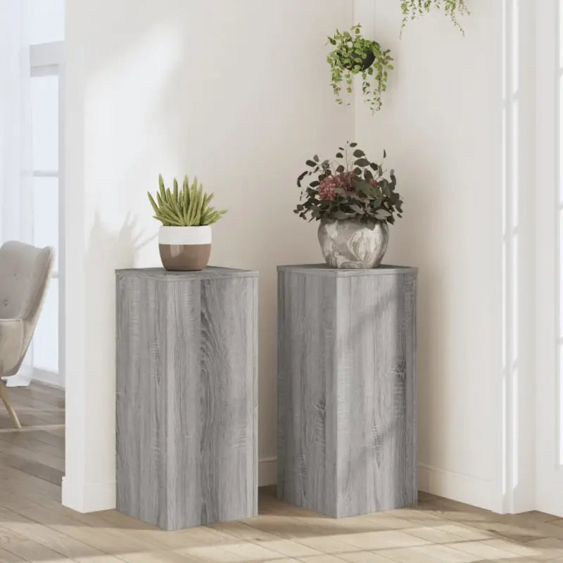 Plantenstandaarden van bewerkt hout voor planten en andere decoraties - Grijs sonoma / 30 x 30 x 70 cm / 2