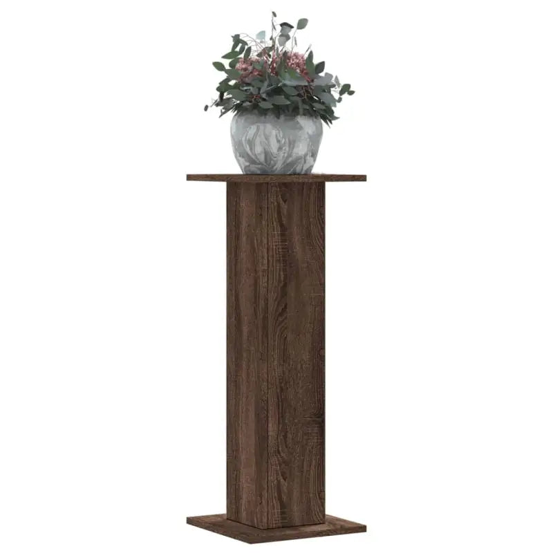 Plantenstandaarden van bewerkt hout voor stijlvolle plantpresentaties - bruin eikenkleur / 30 x 30 x 80 cm / 1
