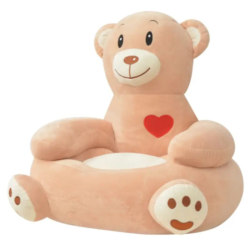 Pluche Kinderstoel met Kroonborduursels voor Speelkamer of Slaapkamer - Beer - Kinderstoelen