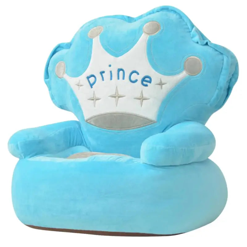 Pluche Kinderstoel met Kroonborduursels voor Speelkamer of Slaapkamer - Prins - Kinderstoelen