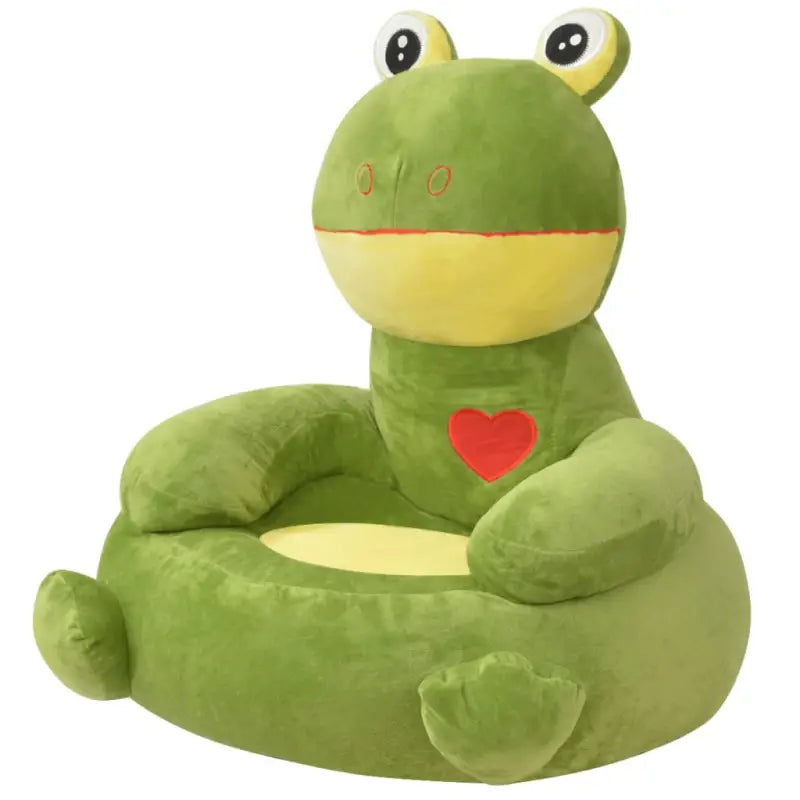Pluche Kinderstoel met Kroonborduursels voor Speelkamer of Slaapkamer - Kikker - Kinderstoelen