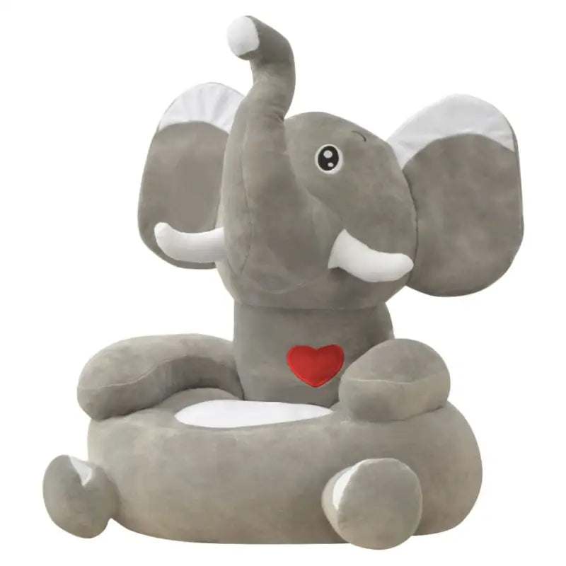 Pluche Kinderstoel met Kroonborduursels voor Speelkamer of Slaapkamer - Olifant - Kinderstoelen