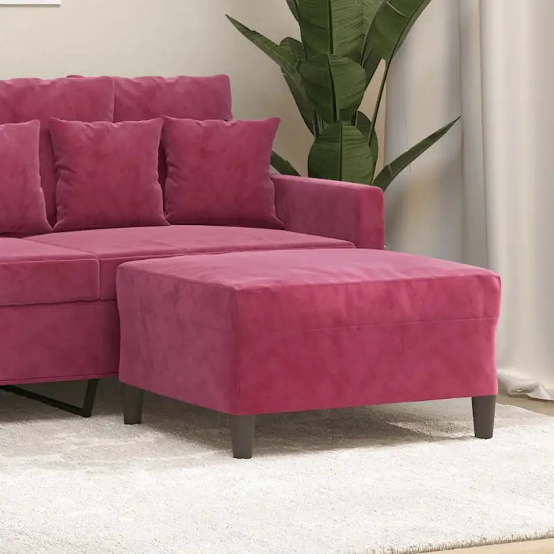 Poefs Comfortabele Fluwelen Voetenbank voor een Modern Interieur - Wijnrood / 70 x 55 x 41 cm / 1 - Poefs