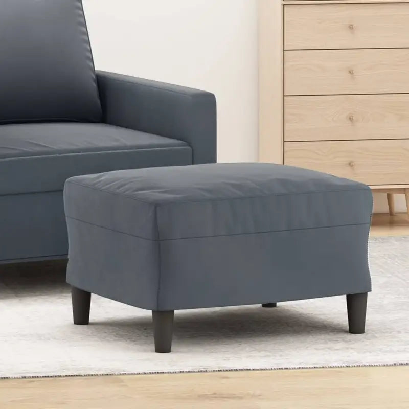 Poefs Comfortabele Fluwelen Voetenbank voor een Modern Interieur - Donkergrijs / 60 x 50 x 41 cm / 1 - Poefs