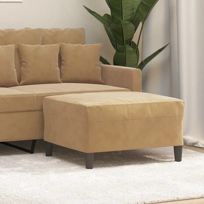 Poefs Comfortabele Fluwelen Voetenbank voor een Modern Interieur - Bruin / 70 x 55 x 41 cm / 1 - Poefs