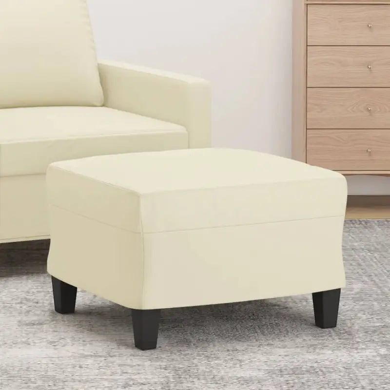 Poefs Comfortabele voetenbank met duurzaam kunstleer - Crème / 60 x 50 x 41 cm / 1 - Poefs