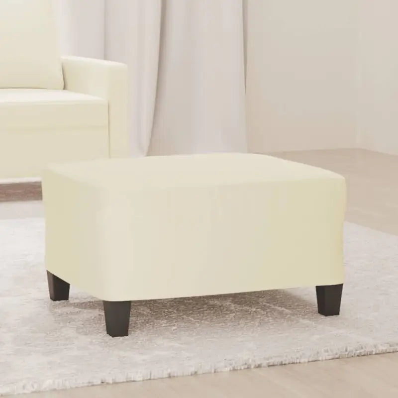 Poefs Comfortabele voetenbank met duurzaam kunstleer - Crème / 70 x 55 x 41 cm / 1 - Poefs