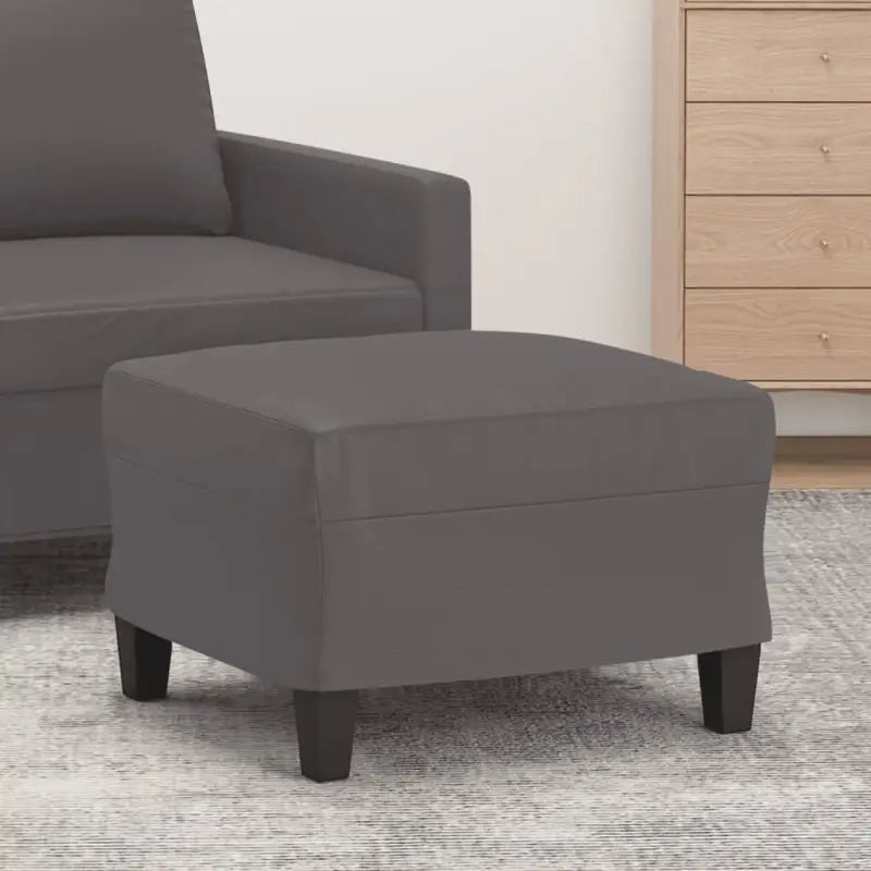 Poefs Comfortabele voetenbank met duurzaam kunstleer - Grijs / 60 x 50 x 41 cm / 1 - Poefs