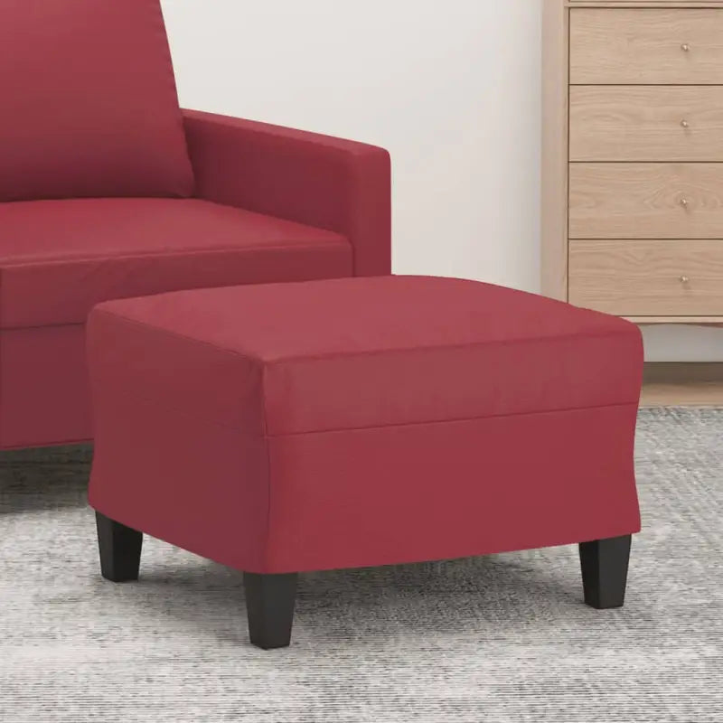 Poefs Comfortabele voetenbank met duurzaam kunstleer - Wijnrood / 60 x 50 x 41 cm / 1 - Poefs