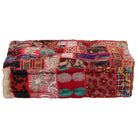 Poefs in vintage stijl met patchwork ontwerp en prachtige borduursels - Rood / 1 - Poefs