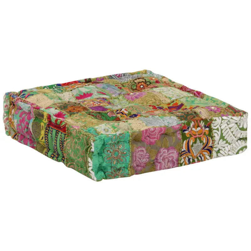 Poefs in vintage stijl met patchwork ontwerp en prachtige borduursels - Poefs
