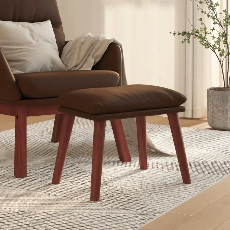 Poefs met kunstlederen afwerking voor een modern en comfortabel interieur - Bruin / 1 / Houten poot - Poefs