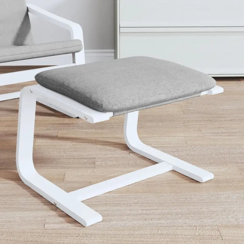 Poefs met massief berkenhout voor een modern en duurzaam interieur - Lichtgrijs en wit / 1 - Poefs