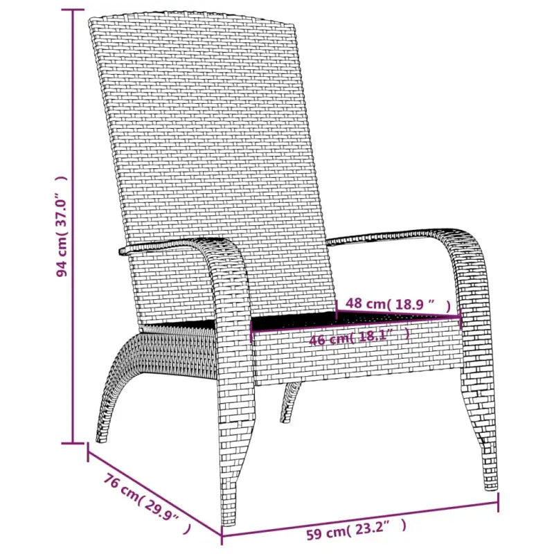 Poly Rattan Adirondack Tuinstoelen met lichtgewicht constructie voor ultiem comfort - Tuinstoelen