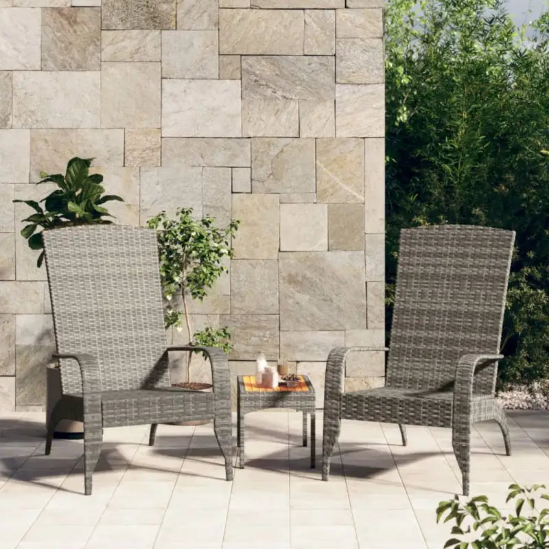 Poly Rattan Adirondack Tuinstoelen met lichtgewicht constructie voor ultiem comfort - Grijs / 1 - Tuinstoelen