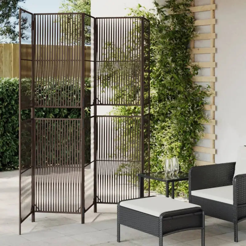 Poly rattan kamerscherm met gegalvaniseerde scharnieren en gemakkelijk schoon - Bruin / 245 x 200 cm / Lijngeweven