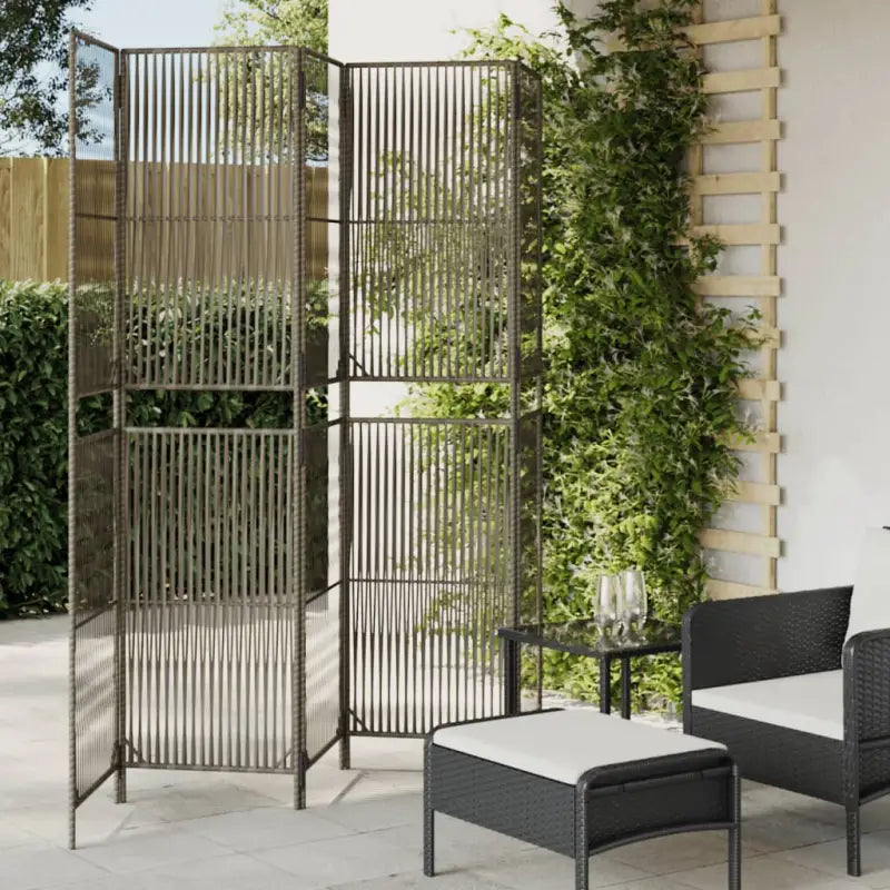 Poly rattan kamerscherm met gegalvaniseerde scharnieren en gemakkelijk schoon - Grijs / 245 x 200 cm / Lijngeweven