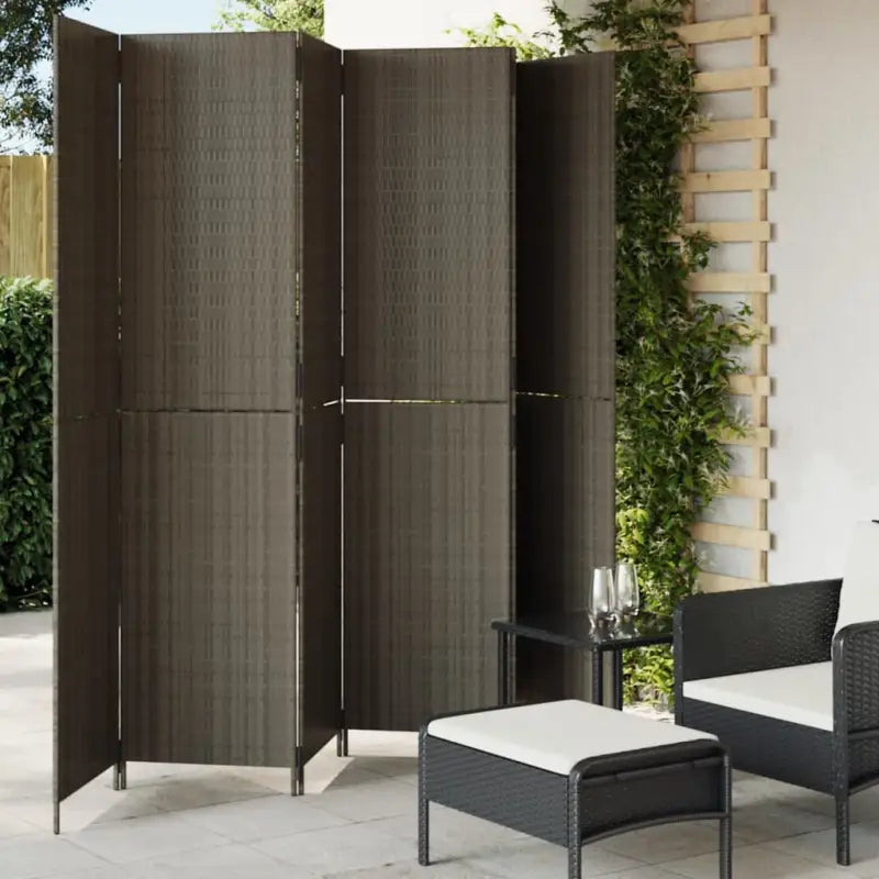 Poly rattan kamerscherm met gegalvaniseerde scharnieren en gemakkelijk schoon - Grijs / 294 x 200 cm / Dichtgeweven