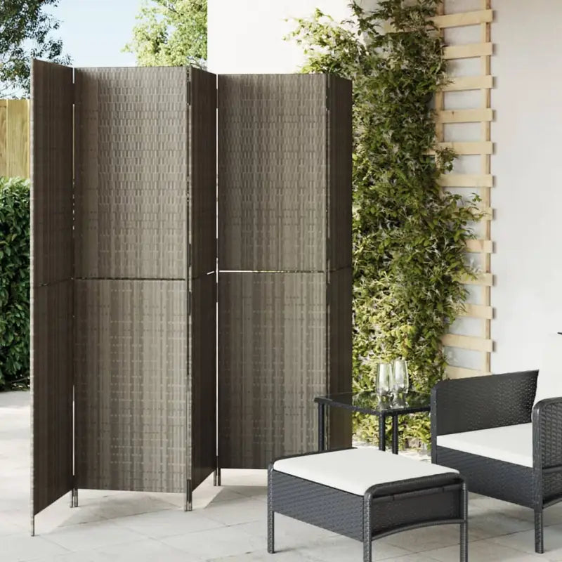 Poly rattan kamerscherm met gegalvaniseerde scharnieren en gemakkelijk schoon - Grijs / 245 x 180 cm / Dichtgeweven