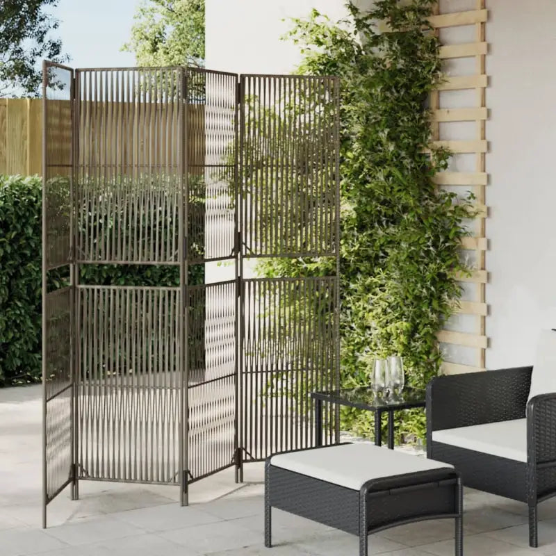 Poly rattan kamerscherm met gegalvaniseerde scharnieren en gemakkelijk schoon - Grijs / 196 x 180 cm / Lijngeweven