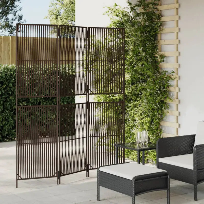 Poly rattan kamerscherm met gegalvaniseerde scharnieren en gemakkelijk schoon - Bruin / 147 x 180 cm / Lijngeweven