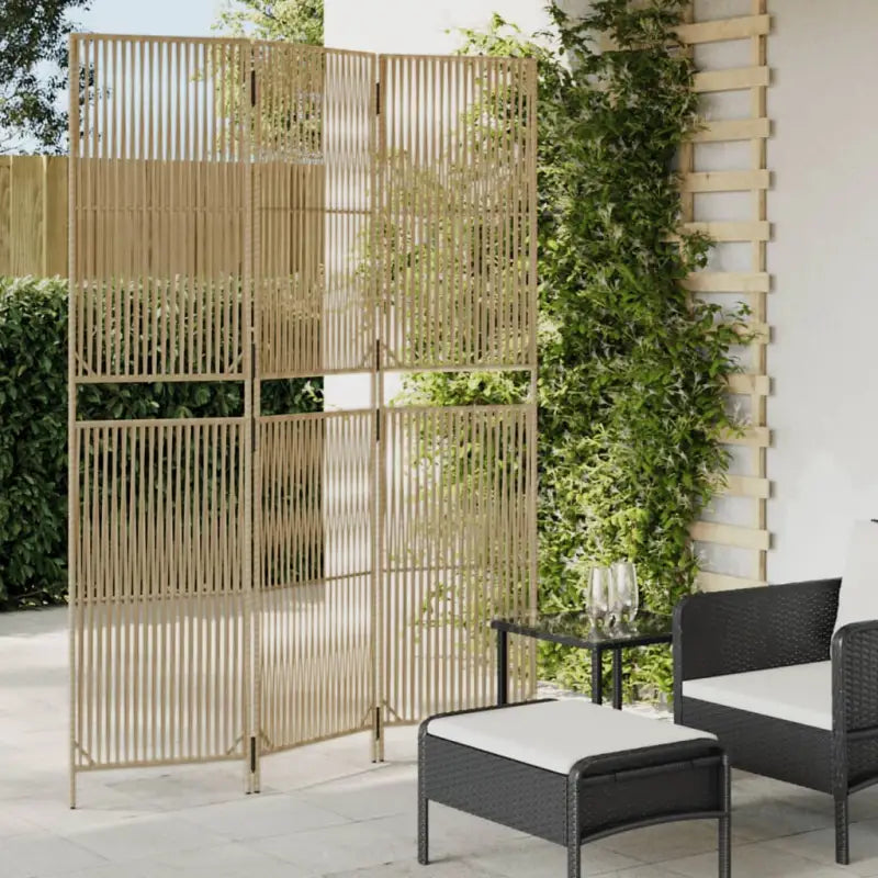 Poly rattan kamerscherm met gegalvaniseerde scharnieren en gemakkelijk schoon - Beige / 147 x 200 cm / Lijngeweven