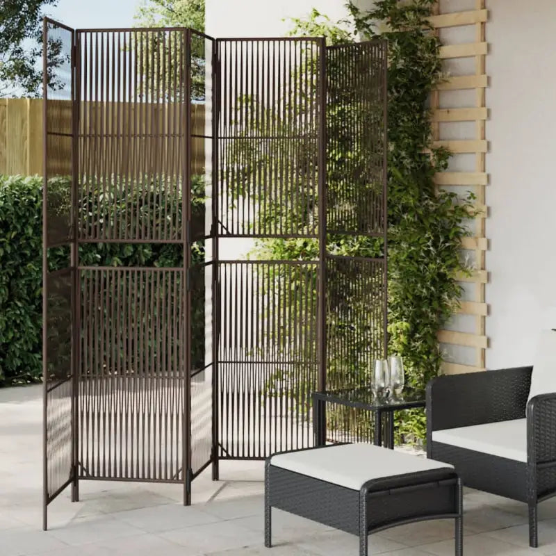 Poly rattan kamerscherm met gegalvaniseerde scharnieren en gemakkelijk schoon - Bruin / 294 x 200 cm / Lijngeweven