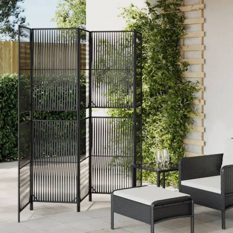 Poly rattan kamerscherm met gegalvaniseerde scharnieren en gemakkelijk schoon - Zwart / 245 x 180 cm / Lijngeweven