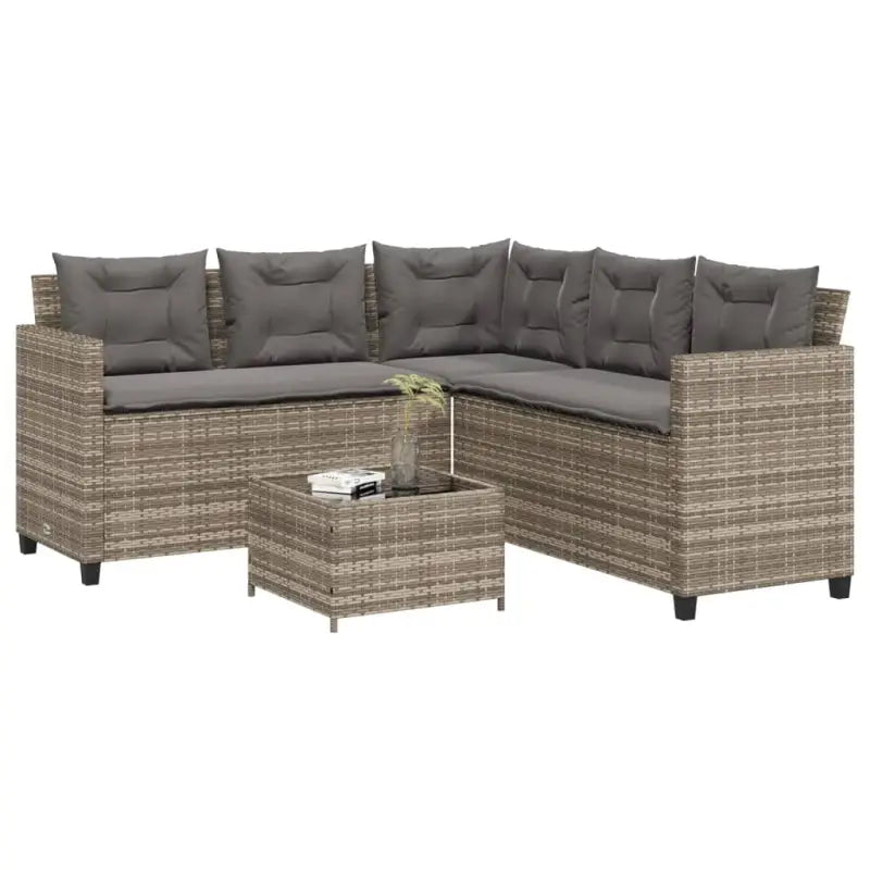 Poly rattan L-vorm tuinbank voor een comfortabele zitervaring - Grijs / Glas - Tuinsets