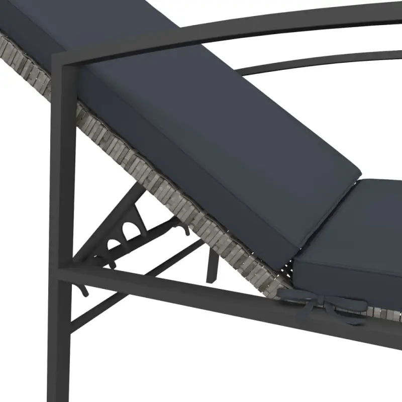 Poly rattan ligstoel met grijs materiaal en gepoedercoat staal - Ligstoelen