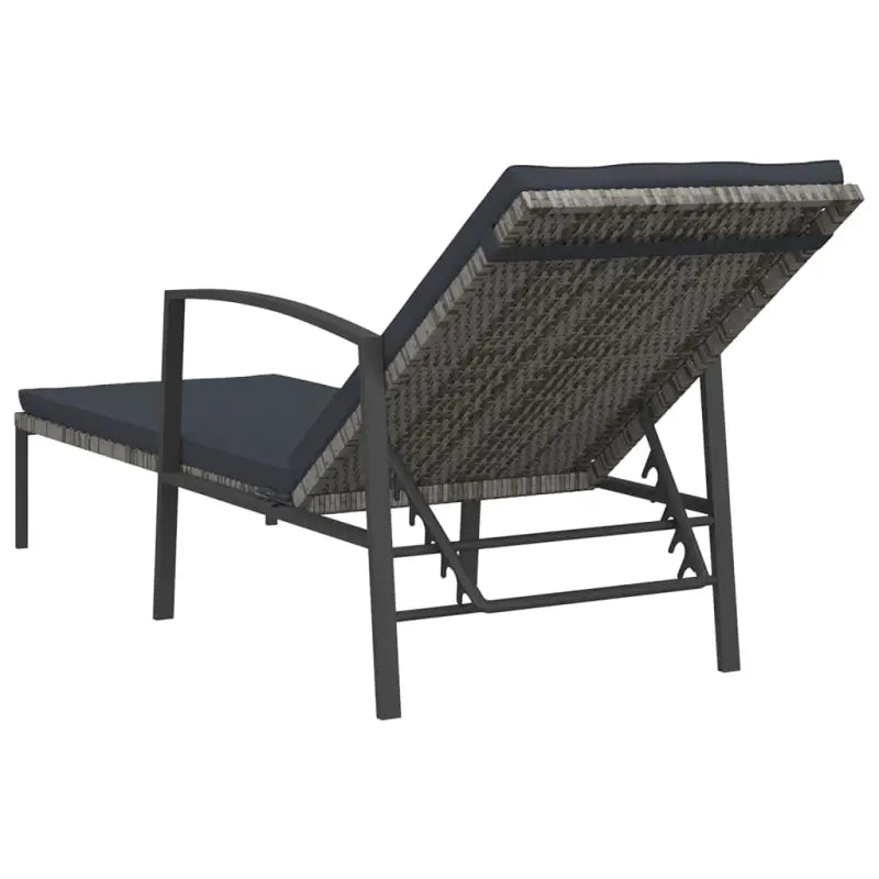 Poly rattan ligstoel met grijs materiaal en gepoedercoat staal - Ligstoelen