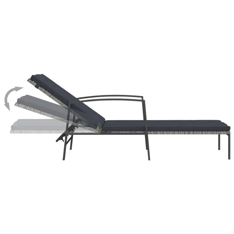 Poly rattan ligstoel met grijs materiaal en gepoedercoat staal - Ligstoelen