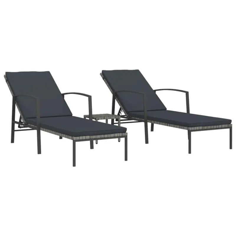 Poly rattan ligstoel met grijs materiaal en gepoedercoat staal - Ligstoelen