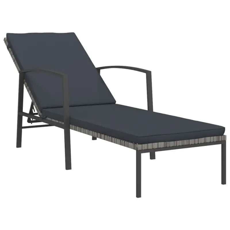 Poly rattan ligstoel met grijs materiaal en gepoedercoat staal - Ligstoelen