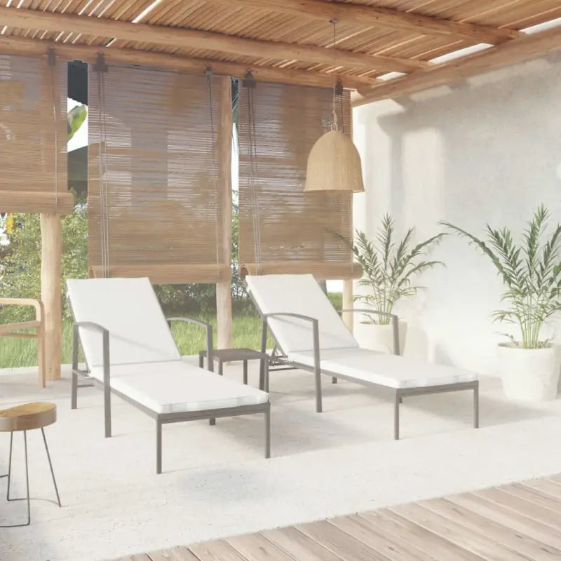 Poly rattan ligstoel met grijs materiaal en gepoedercoat staal - Zwart / 3 - Ligstoelen