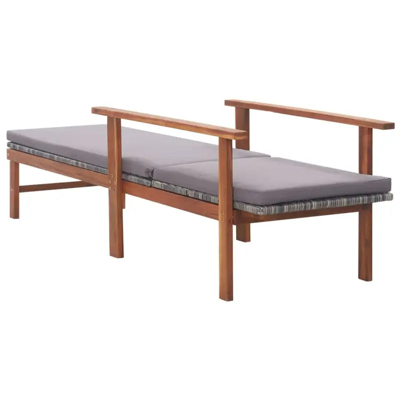 Poly rattan ligstoel met massief acaciahout voor buiten ontspanning - Ligstoelen