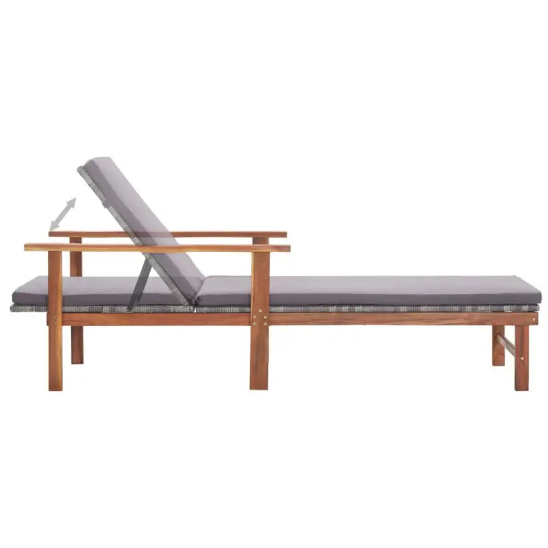 Poly rattan ligstoel met massief acaciahout voor buiten ontspanning - Ligstoelen