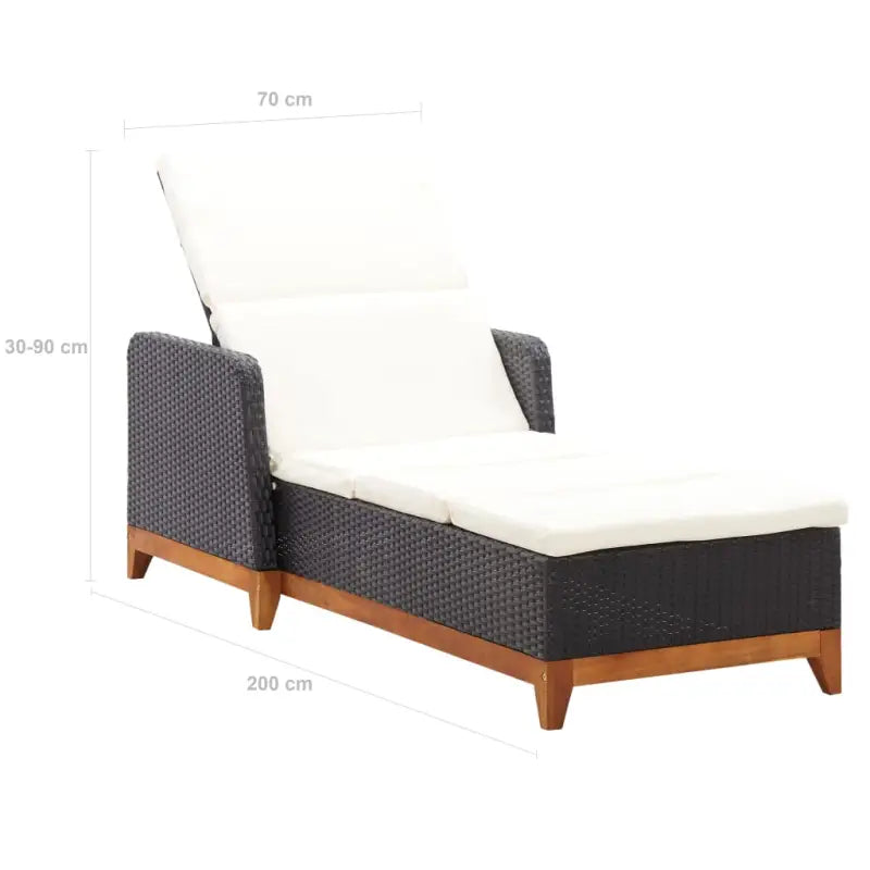 Poly Rattan Ligstoel met Massief Acaciahout voor de Tuin - Ligstoelen