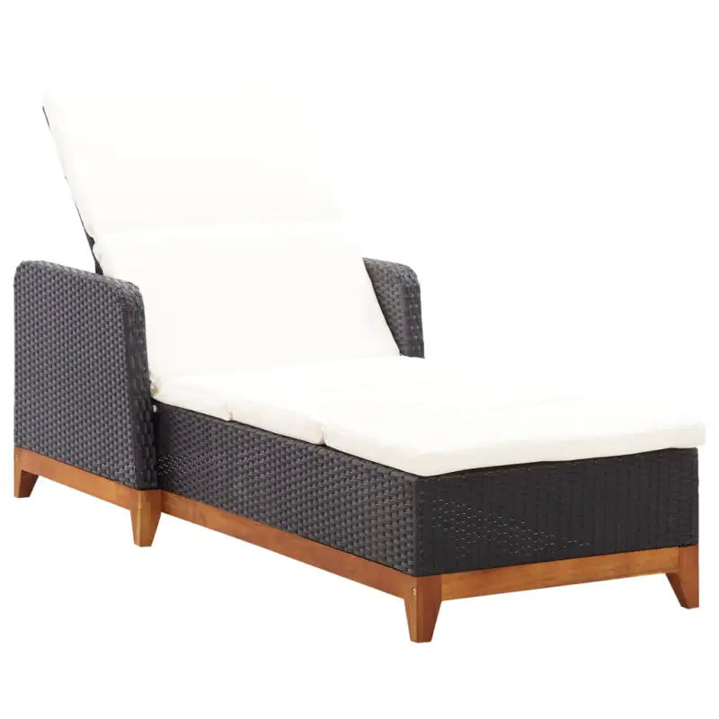 Poly Rattan Ligstoel met Massief Acaciahout voor de Tuin - Ligstoelen